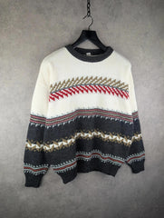 Vintage Knitted Jumper Mens XL Extra Large Wool Comfort Cottage Retro