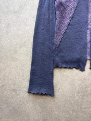 Y2K Cardigan Women’s Medium Purple Fairy Grunge Mesh Long Sleeve Boho