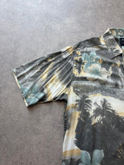 Vintage 1990s Hawaiian Shirt Men’s XL Grey Beach Holiday Tropical