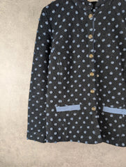 John Hahn Jacket Womens L Large Black Poker Dot Wool