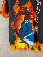 Here & There Shirt Mens M Medium Graphic Japanese Style Print Short Sleeve