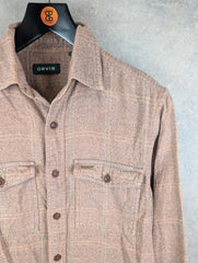 Orvis Shirt Mens Small S Brown Flannel Button Up Long Sleeve