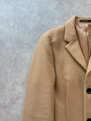 Club Monaco Overcoat Men’s Small Camel Wool Smart Tailored Minimalist