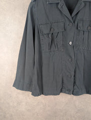 Whistles Shirt Womens Medium M Grey Button-Up Utility