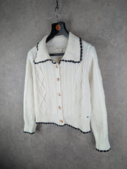 Whoau California Jumper Womens Small S White Cotton Cardigan