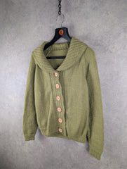 Hand Knitted Jumper Womens Small S Green