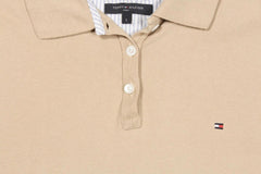 Tommy Hilfiger Polo Shirt Womens Medium M Beige Short Sleeve