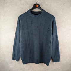 James Pringle Jumper Mens Medium M Blue Vintage Knitted Cotton Pullover