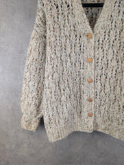 Hand Knitted Cardigan Womens Medium M Beige