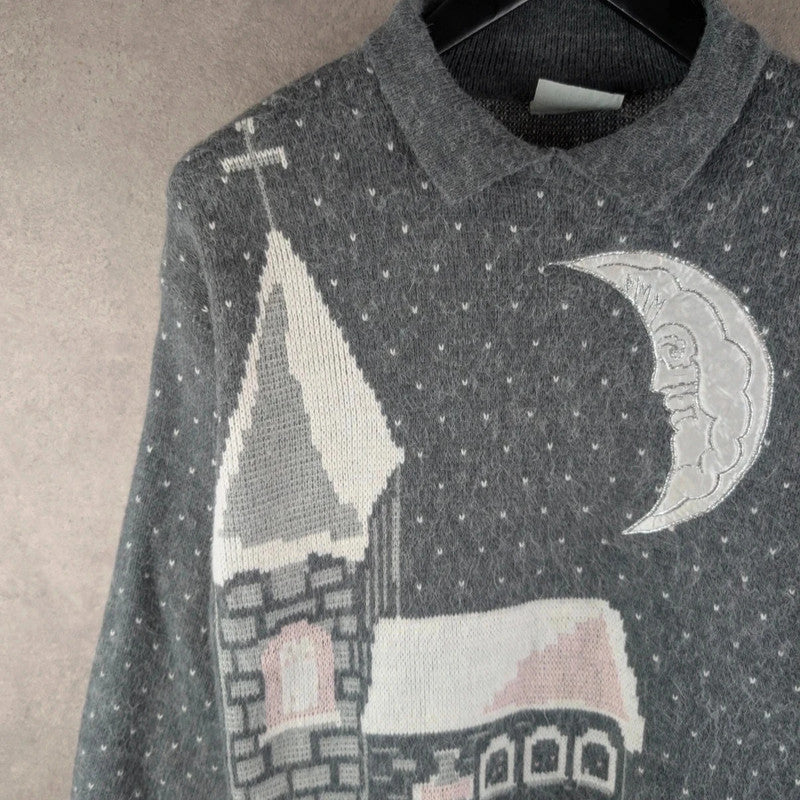 Nicolucchi Jumper Womens Large L Grey Knitted Pullover