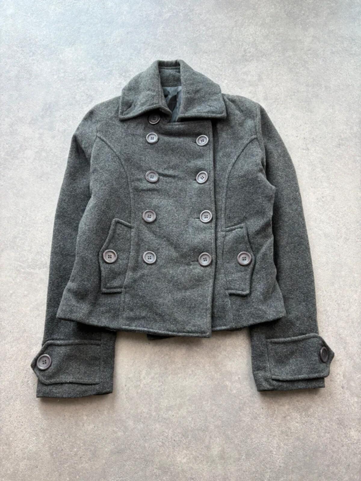 Y2K Peacoat Women’s Medium Grey Wool Blend Double Breasted Jacket