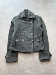 Y2K Peacoat Women’s Medium Grey Wool Blend Double Breasted Jacket