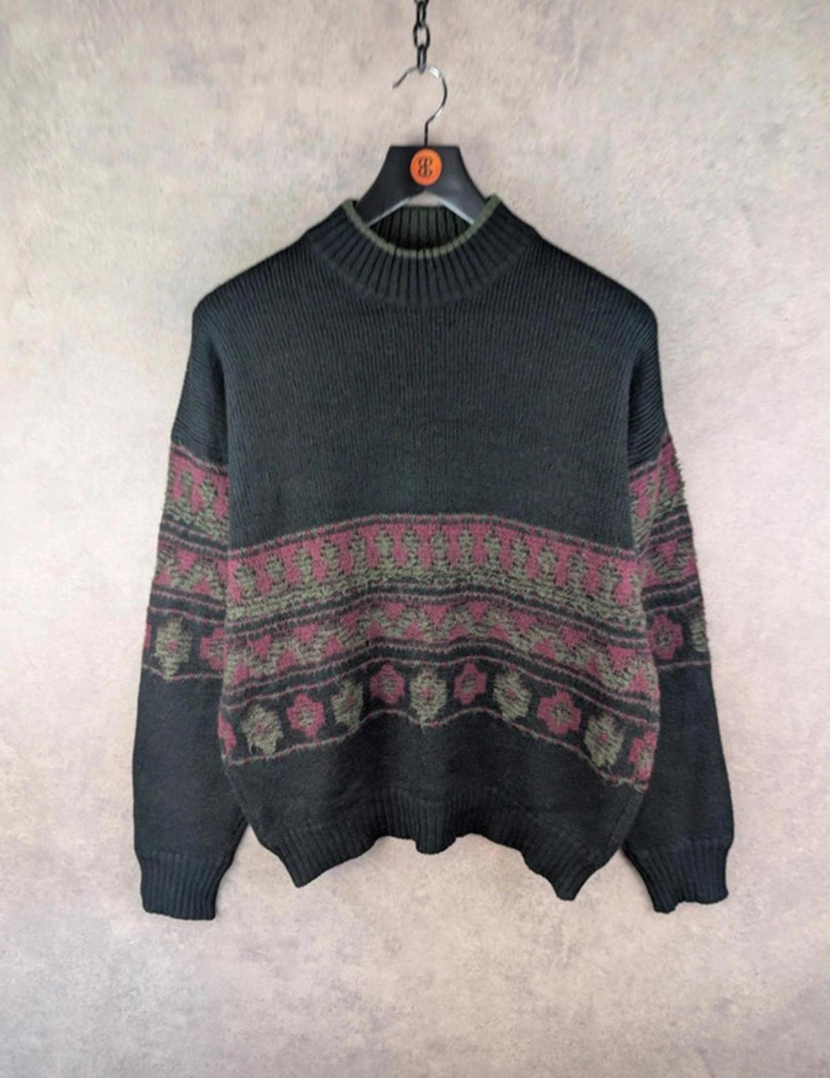 Vintage Jumper Mens XL Extra Large Black Mohair Alpaca Pullover