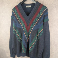 Point Jumper Mens XL Extra Large Vintage Knitted Retro Pullover