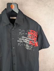 Staccato Shirt Mens Medium M Black Y2K Short Sleeve