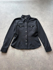 Casucci WoJ Y2K Shirt Women’s Small Black Western Stretch Fitted Button Up