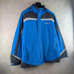 Columbia Coat Mens Large Blue Hooded Omni-Heat