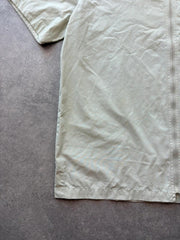 Authentic Shirt Men’s Medium Beige Y2K Zip Up Short Sleeve Casual Utility