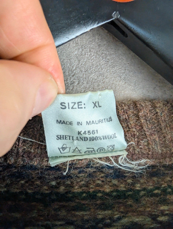 Vintage Knitted Jumper Mens XL Extra Large Shetland Wool Retro Pullover
