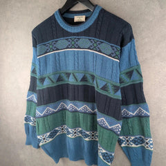 Company Jumper Mens Large L Blue Vintage Knitted Pullover Italian