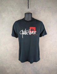 Quiksilver T-Shirt Mens M Medium Black Y2K Print Surf Wear Short Sleeve