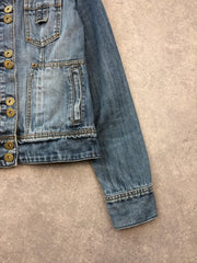 Bien Bleu Denim Jacket Women’s Small Y2K Cropped Fitted Blue