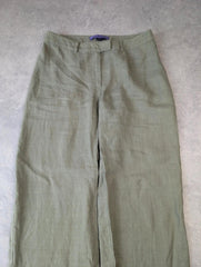 Ralph Lauren Purple Label Linen Trousers Women’s Small Khaki Wide Leg 100% Linen