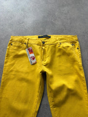 Criminal Damage Jeans Waist 34 Yellow Skinny Low Rise Punk Emo Denim