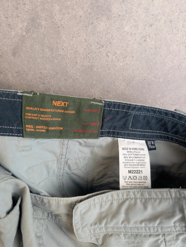 Next Trousers Mens W30 L31 Stone Y2K Gorpcore Tech Cargo