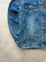 Y2K Denim Jacket Women’s Large Blue Oversized Trucker Jacket Vintage Western