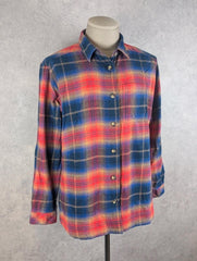Columbia Shirt Men's Large Red Blue Check Flannel Outdoor