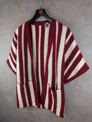 By Meg Jumper Womens Large L Red Cardigan Wool Vintage Italy Stripped