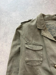 Yell Y2K Jacket Womens Medium Khaki Green Cotton Military Utility Y2K Festival
