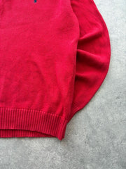 Polo Ralph Lauren Jumper Men’s XL Red Quarter Zip Cotton Pullover Casual
