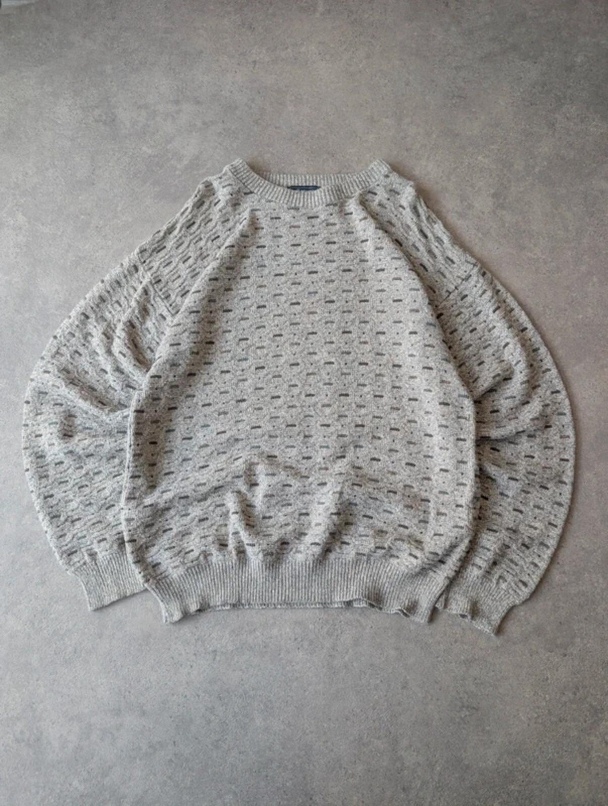 American Vintage Knitted Pullover Jumper Men’s Large Beige Made In USA Cotton