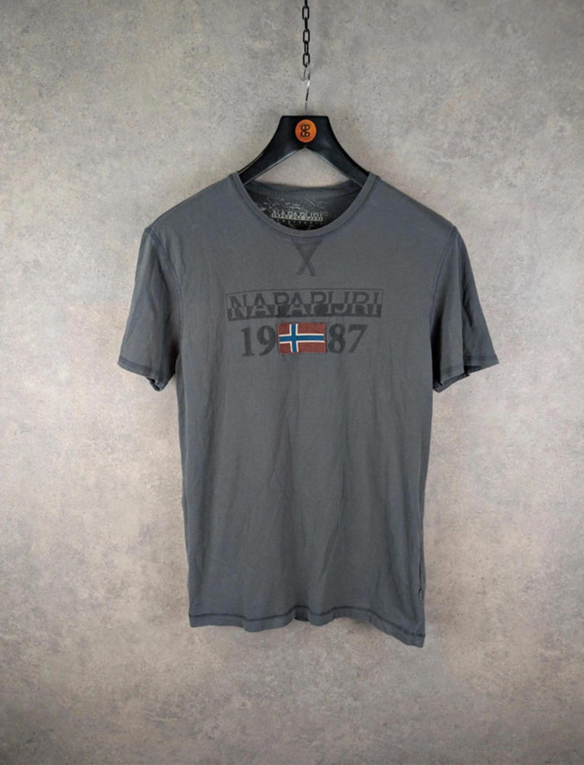 Napapijri T-Shirt Mens M Medium Grey Y2K Short Sleeve