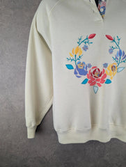 Vintage Jumper Womens Extra Large XL Floral Embroidered Pullover