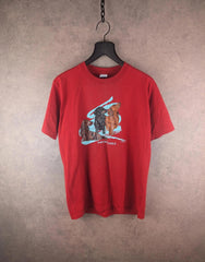 Jerzees Dog Print T-Shirt Mens M Medium Red Dachshund