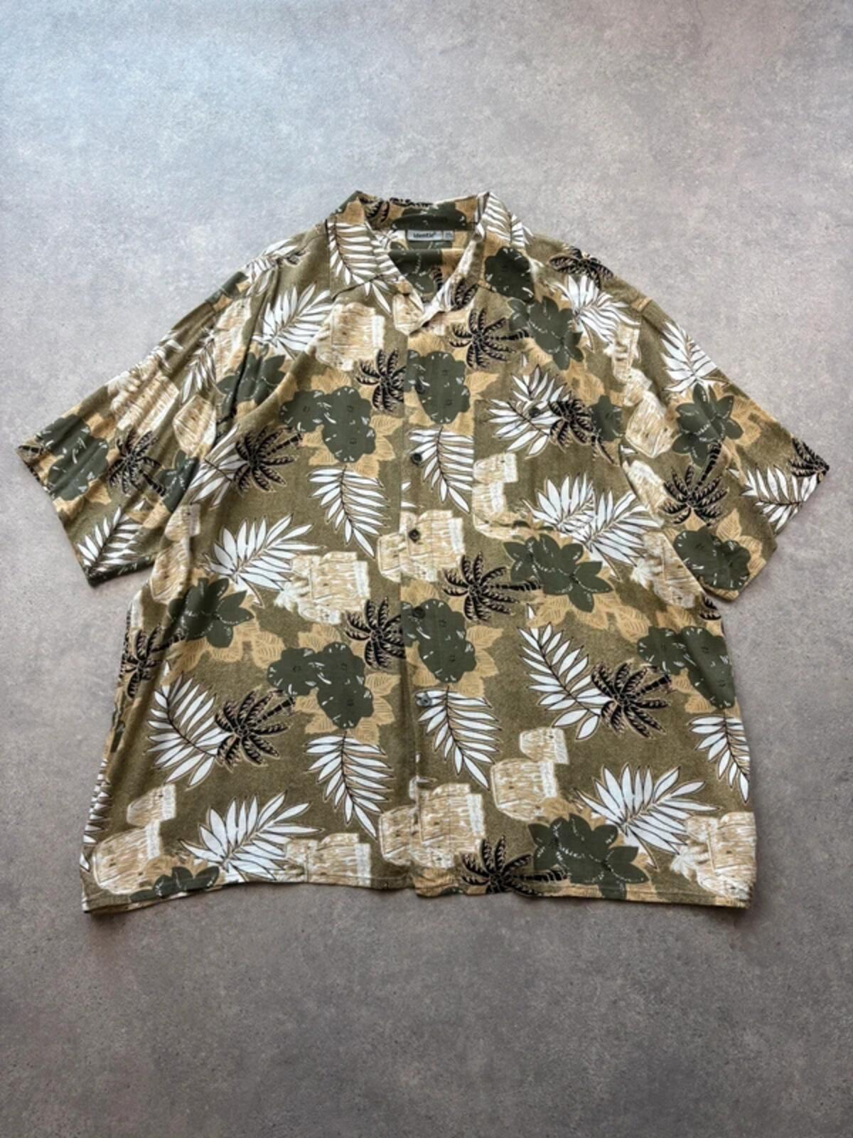 Hawaiian Shirt Men’s 2XL Green Tropical Short Sleeve Holiday Festival Surf