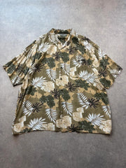 Hawaiian Shirt Men’s 2XL Green Tropical Short Sleeve Holiday Festival Surf