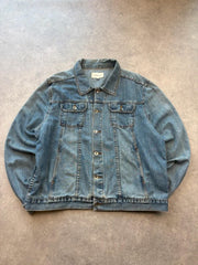 Y2K Denim Jacket Women’s 2XL Blue Trucker Oversized Casual Western