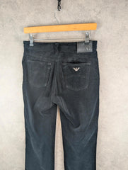 Armani Trousers Womens W27 L28 Black Corduroy Straight High Waist