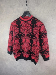 Vintage Knitted Jumper Womens Extra Large XL Red/Black