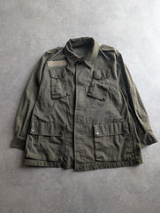 Vintage Italian Field Jacket Men's Medium Green Military Utility Workwear