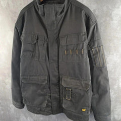 CAT Jacket Mens Large L Black Utility Workwear