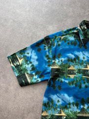 Tailor & Son Shirt Men’s Medium Blue Hawaiian Holiday Tropical Short Sleeve