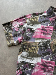 Vintage 1990s Hawaiian Shirt Men’s XL Pink Floral Short Sleeve Cotton Festival