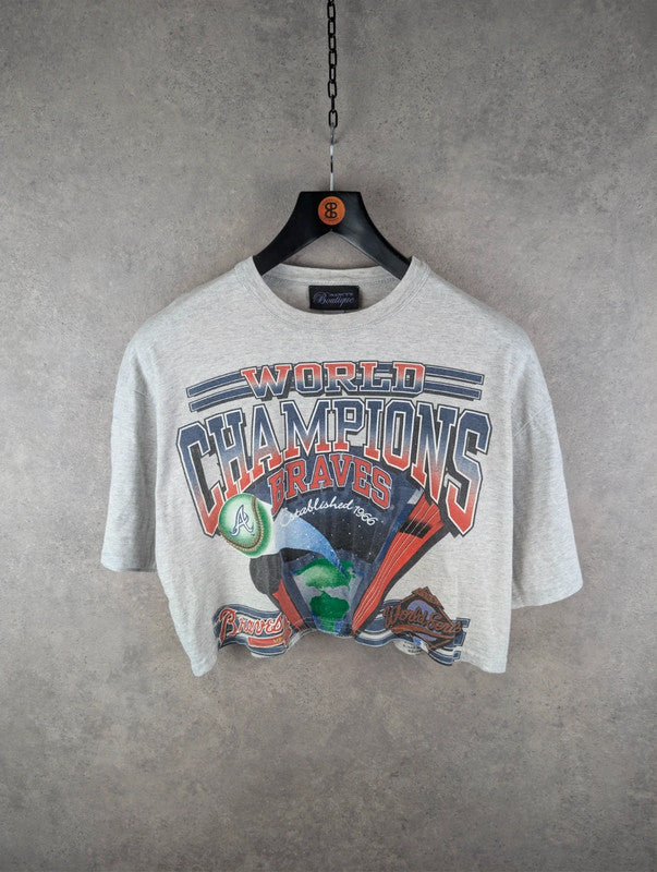 Hand Altered Cropped T-Shirt Womens Large L MLB Vintage Single Stitch T-Shirt