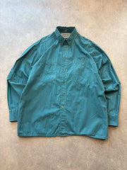 Vintage 1990s Button Up Shirt Men’s Large Green Long Sleeve Casual Workwear