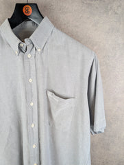 Thomas Burberry Shirt Mens Large L Grey Short Sleeve Cotton